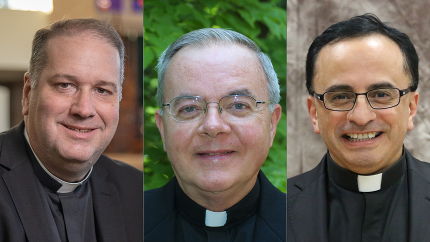 Father Scott McCue, Monsignor Michael Shugrue and Father Romen Acero