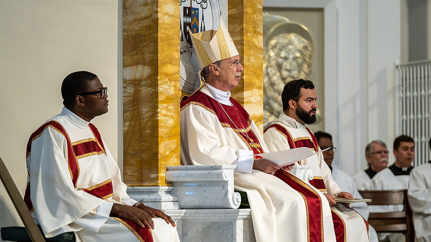 Seminarians Steven DiMassimo and Tyler Sparrow ordained transitional deacons