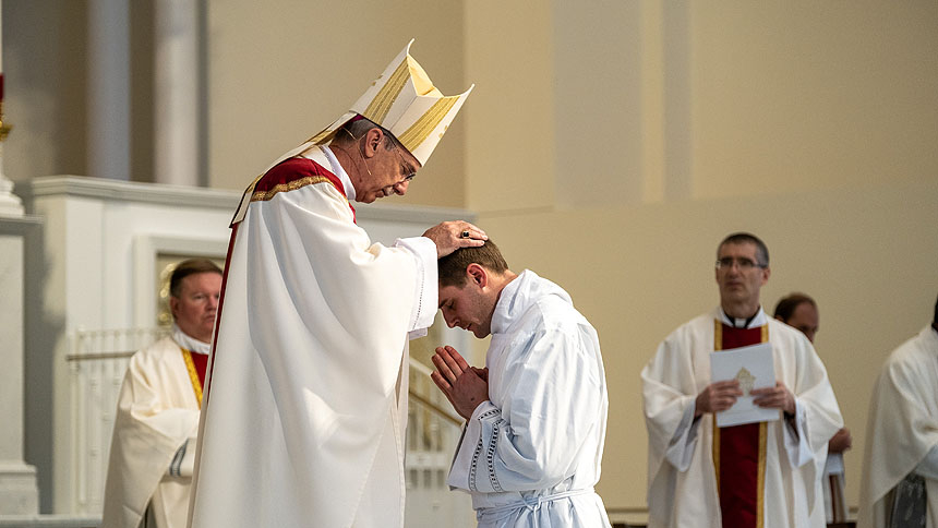 Seminarians Steven DiMassimo and Tyler Sparrow ordained transitional deacons