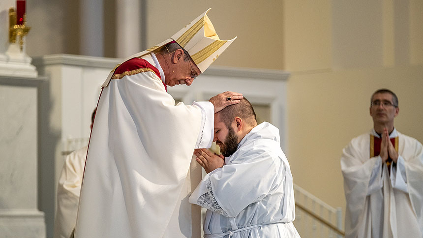 Seminarians Steven DiMassimo and Tyler Sparrow ordained transitional deacons