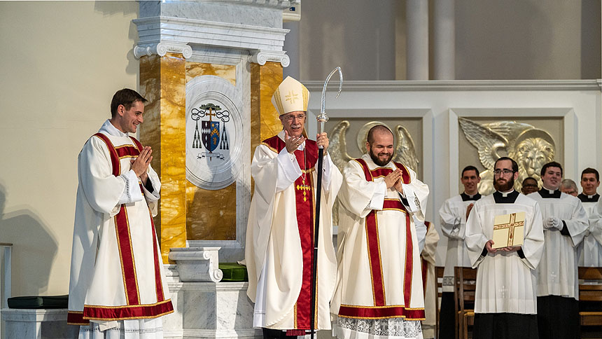 Seminarians Steven DiMassimo and Tyler Sparrow ordained transitional deacons