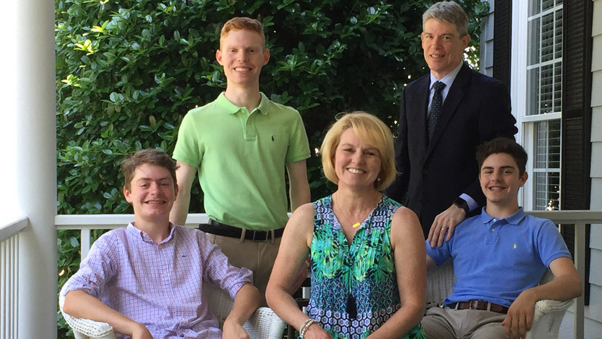 The McNeil family. Front: (left to right) Logan, Laurie, Trevor. Back: Colin and Eric. (Photo courtesy of Eric McNeil)