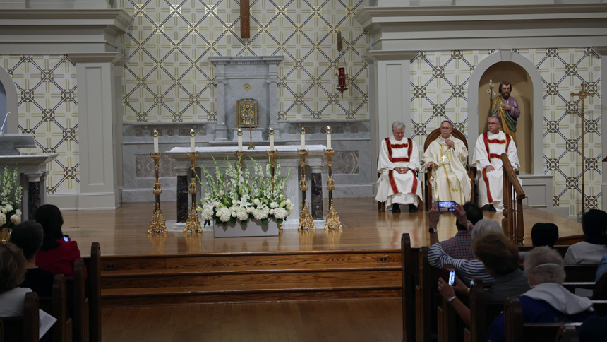 New altar is blessed to celebrate 25th anniversary of church building at St. Michael.