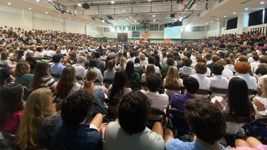 Gibbons welcomes bishop for all-school Mass