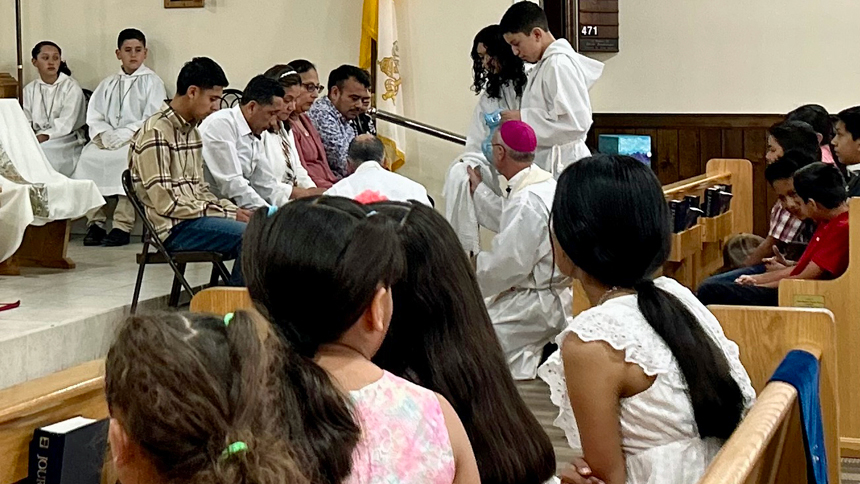 Bishop celebrates Holy Thursday Mass at Immaculate Conception, Clinton