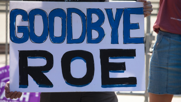 Pro-life demonstrators are seen near the Supreme Court in Washington June 15, 2022. (CNS photo/Tyler Orsburn)