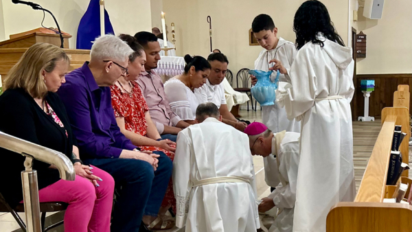 Bishop celebrates Holy Thursday Mass at Immaculate Conception, Clinton